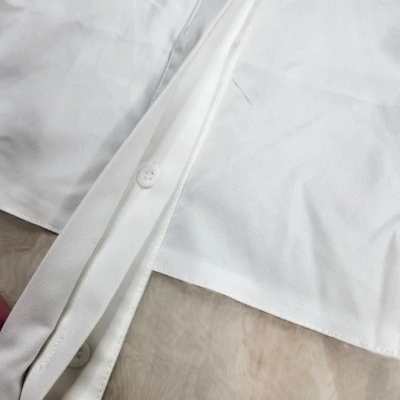 COMMENSE Sheer Button Down Top Blouse White XS - Picture 5 of 9